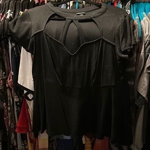 Torrid black peplum top with boobie window